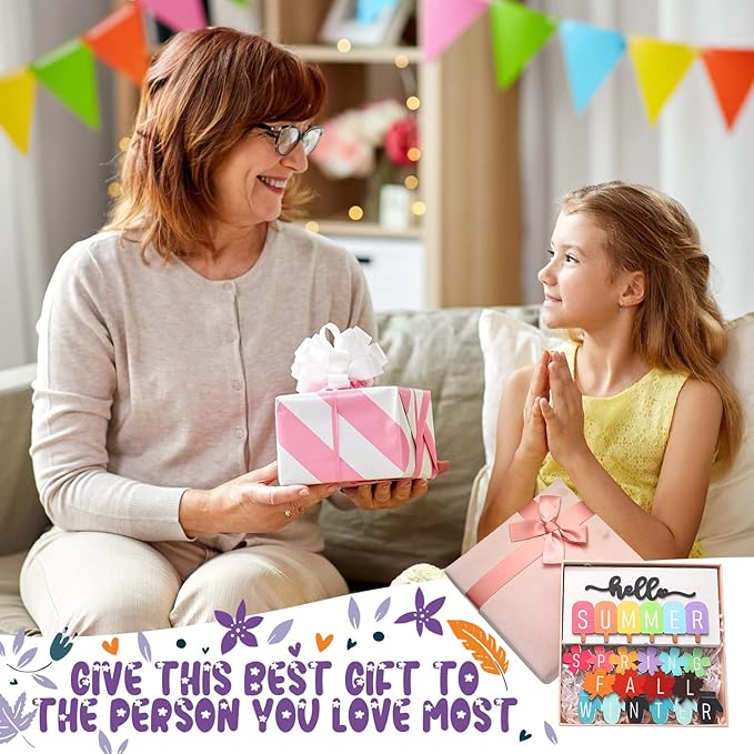 Roowest 5 Pcs Hello Fall Sign Interchangeable Seasonal Sign Spring Summer Winter Tiered Tray Decor 5.9 x 3 Inch Wooden 4 Seasons Farmhouse Table Centerpiece Decoration for Home Shelf Office(Fresh)