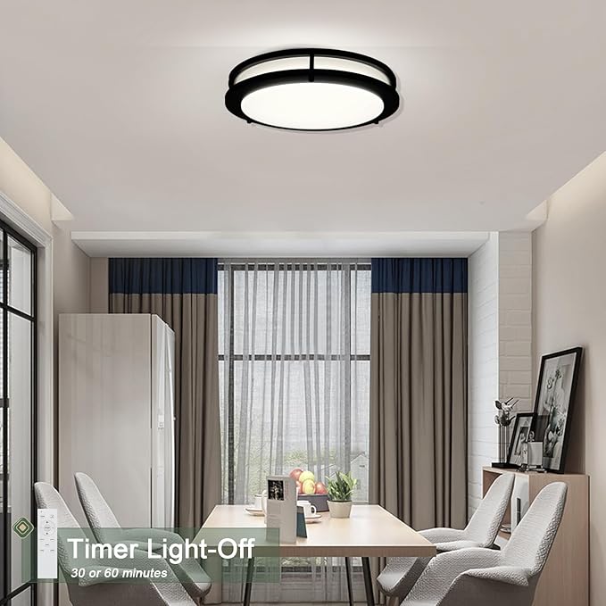 OOWOLF Dimmable LED Flush Mount Ceiling Light Fixture with Remote Control, 13-Inch 36W 2700K-6500K Light Color Adjustable, Super Bright 3600 Lumens Ceiling Lamp for Bathroom, Bedroom, Kitchen, Hallway