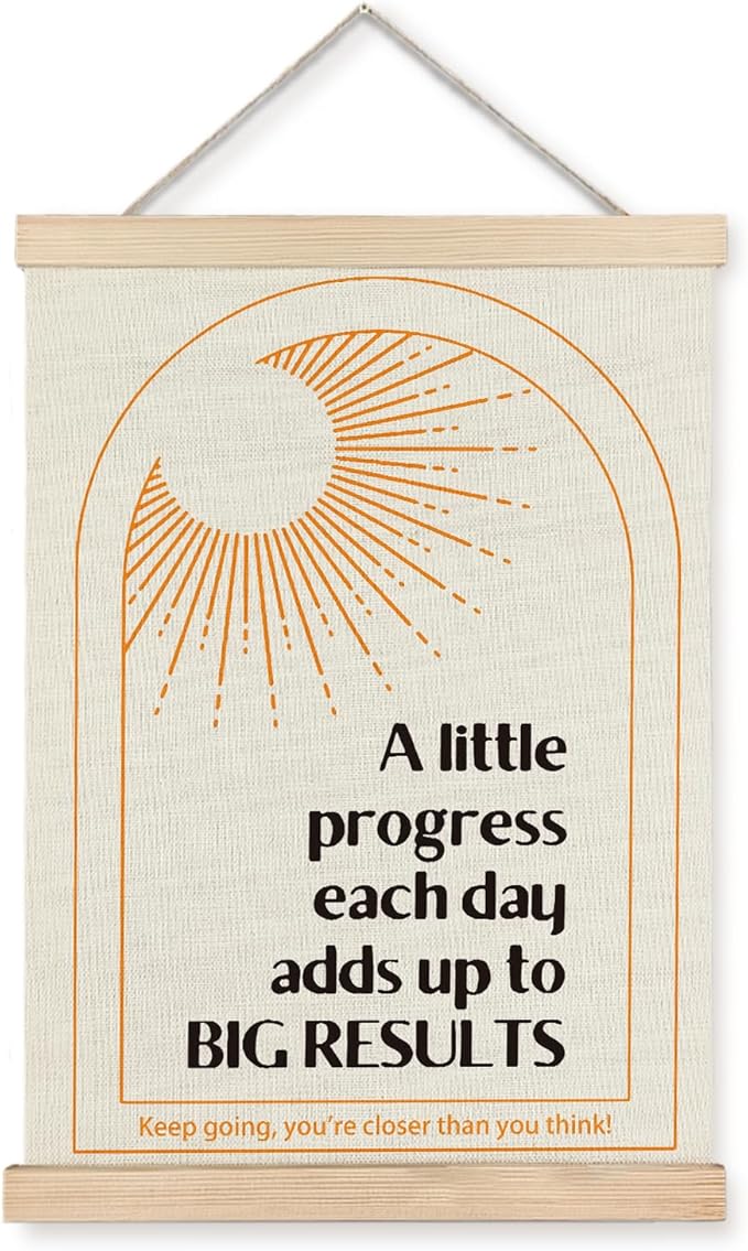 Supwhd Boho Positive Affirmations Wall Decor, Inspirational Add Up to Big Results Office Wall Art, Motivational Quotes Wall Art for Office Classroom Home, 12x16