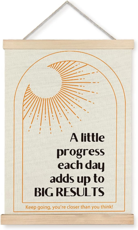 Supwhd Boho Positive Affirmations Wall Decor, Inspirational Add Up to Big Results Office Wall Art, Motivational Quotes Wall Art for Office Classroom Home, 12x16