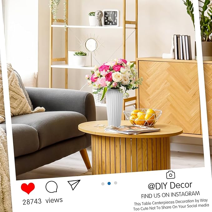 Geosar 8 Bundles Artificial Peonies Flowers Fake Silk Peony Bouquet Faux Peonies Flowers Bulk for Decoration Vase Florals Arrangements Wedding Party Table (Bright Color)