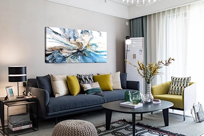 DZL Art A74975 Large Abstract Canvas Wall Art For Living Room Decoration Abstract Watercolor Picture Canvas Prints Painting for for Office Wall Decor Home Decorations