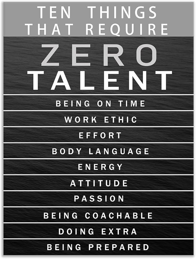 Office Wall Art Motivational Inspirational Posters Prints on Canvas Ten Things That Require Zero Talent Inspiring Quotes Picture Print for Living Room Home Decor Framed Ready to Hang [30''W x 40''H]