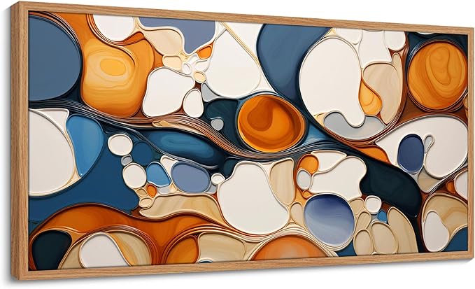 Modern Large Abstract Wall Art - Framed Decor for Living Room, Bedroom - Colorful Artwork, Aesthetic Room Decorations, Oil Painting