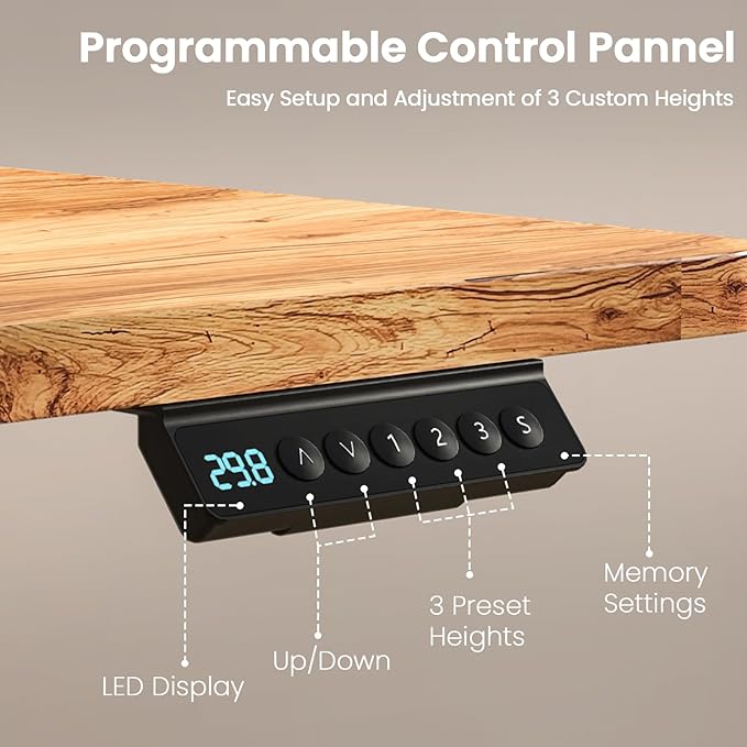 Kingant 55 x 30 Inch Standing Desk with Drawers, Adjustable Height Electric Sit Stand Desk with Storage Shelf, Rising Stand Up Computer Desk for Home Office Workstation, 3 Preset Heights