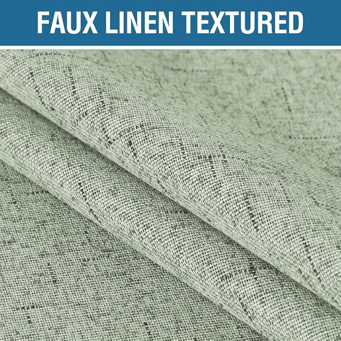 H.VERSAILTEX 100% Blackout Curtains for Bedroom 84 Inches Long Grommet Linen Face Full Light Blocking Curtain Drapes for Living Room Thermal Linen Look Curtains 2 Panels Set, 52" W x 84" L, Sage