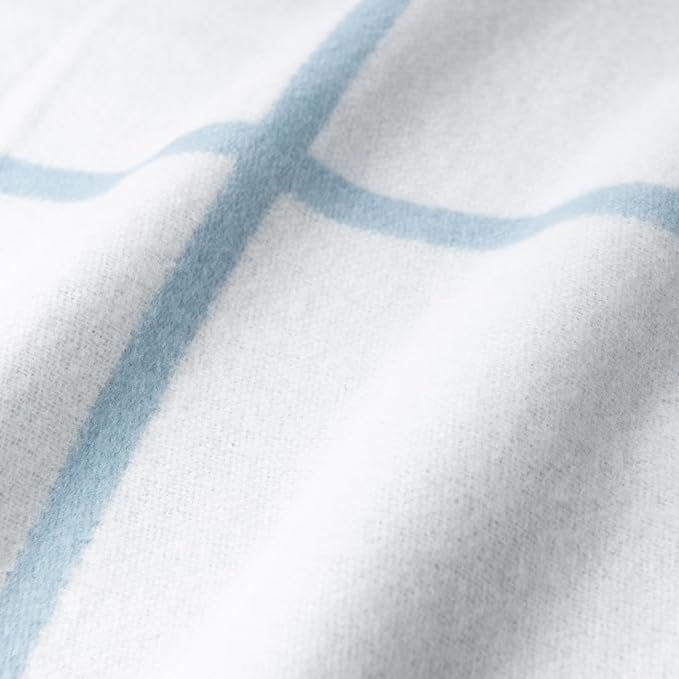 Hofdeco Premium Coastal Decorative Throw Blanket for Patio Couch Sofa, Baby Blue Plaid with Fringe, 52"x71"