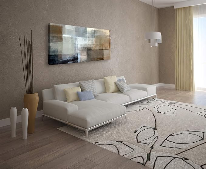 Baisuart Canvas Prints Abstract Wall Art Print Paintings Grey and Brown Stretched Canvas Wooden Framed for living Room Bedroom and Office Home Decor Artwork XLarge 24x48inch