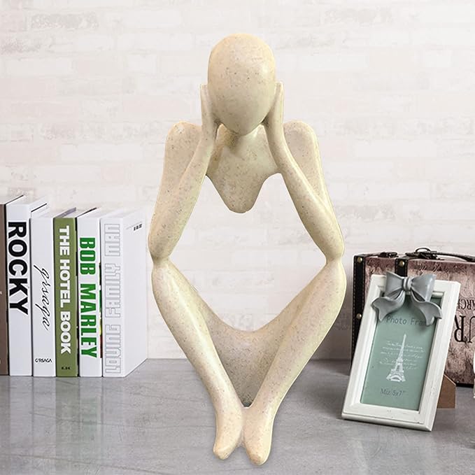 Thinker Statues and Sculptures, Sandstone Resin Thinker Statue Ornaments, Abstract Style Sculptures, Housewarming Gifts, Housewarming Decorations, Living Room Dining Desk Decorations(Middle, Small)