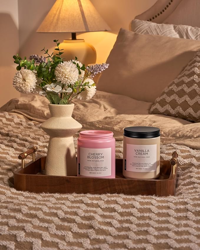 M&SENSE Cherry Blossom Scented Spring Candle, 19.4oz 110 Hours Long Lasting Natural Soy Wax Stress Relief Aromatherapy Romantic Candle for Women & Bedroom Decor