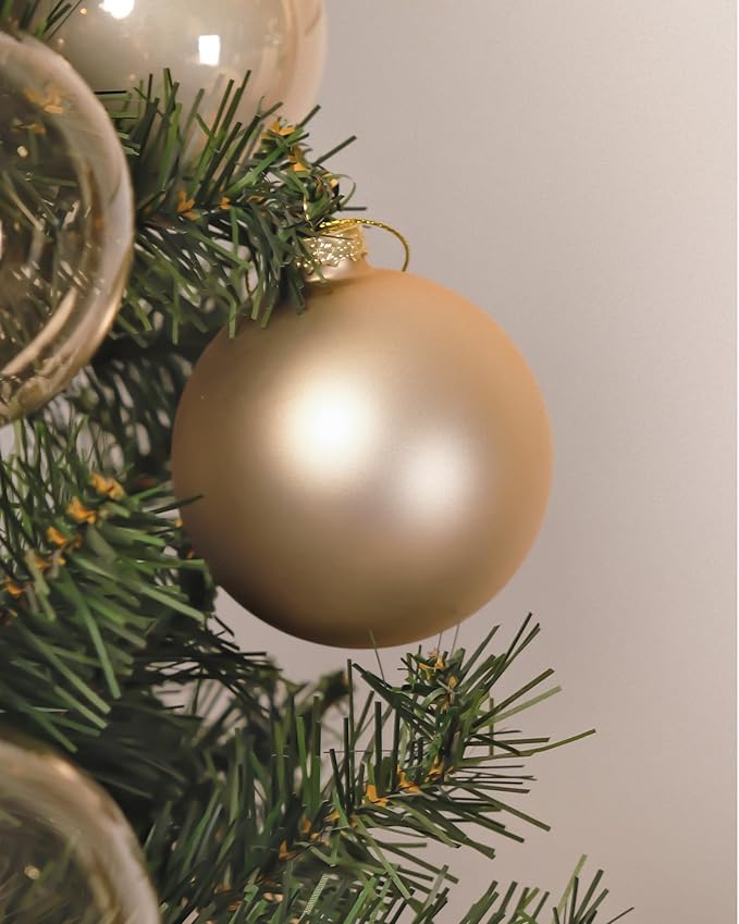 DN DECONATION Champagne Glass Christmas Ball Ornaments, 3.15' Hanging Christmas Baubles for Xmas Tree Decoration, Set of 9