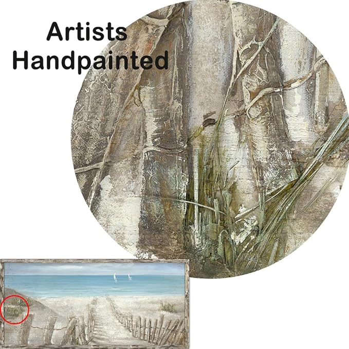 Beach Canvas Print Artwork Coastal Ocean Blue Abstract Seascape Picture Wall Art Painting for Bathroom Office Bedroom(48"*24")