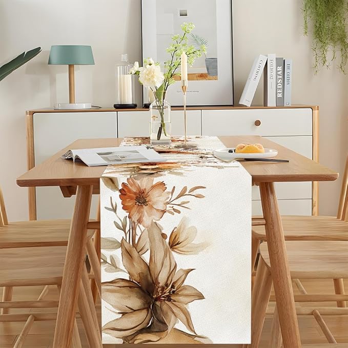 ANNA QUEEN Fall Pumpkin Leaf Table Runner 13 x 72 Inch for Dining Table, Table Runner for Seasonal Autumn Kitchen Dining Table Decoration for Home Party Decor Thanksgiving Harvest