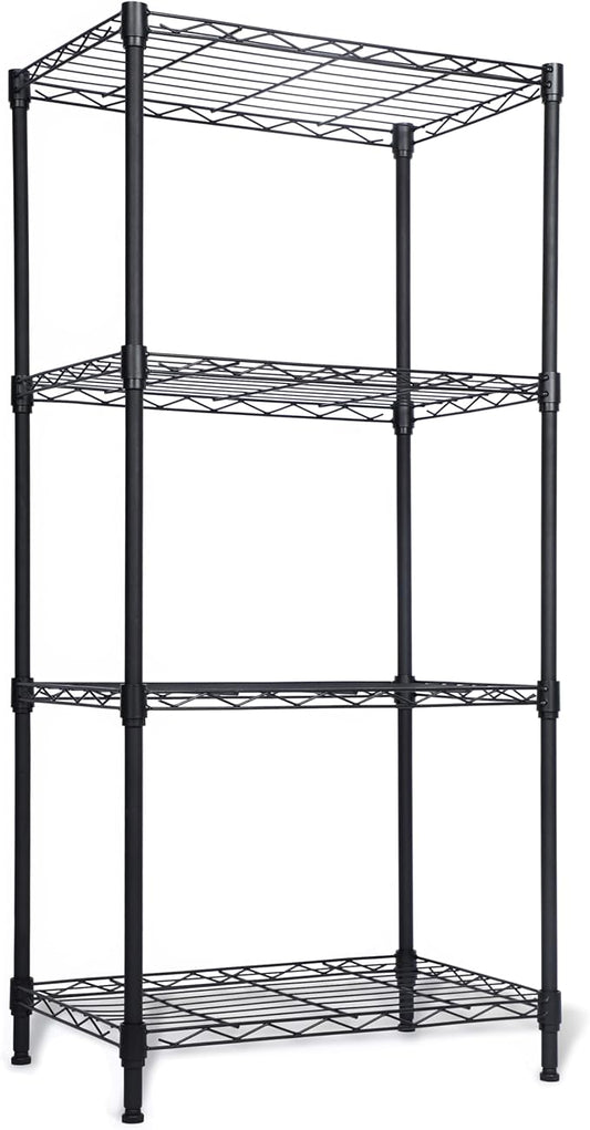 Whitmor 4 Tier Storage Shelves, Heavy Duty Metal Shelving, 400 lbs Capacity per Shelf, 1600 lbs Total, Easy Assembly for Kitchen, Garage, Plant, 18" L x 12" W x 38" H, Black