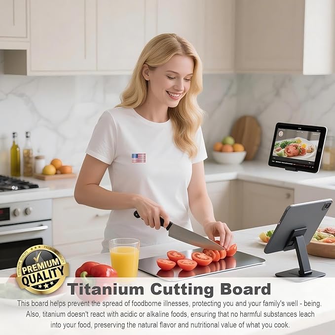 Titanium Cutting Board, Double Sided Titanium Cutting Boards for Kitchen, Non Toxic Non Slip, Chopping Board, Dishwasher Safe, Easy to Clean