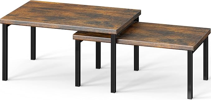 Simple Houseware Wooden Top Expandable Stackable Kitchen Cabinet and Counter Shelf Organizer, Rustic Brown