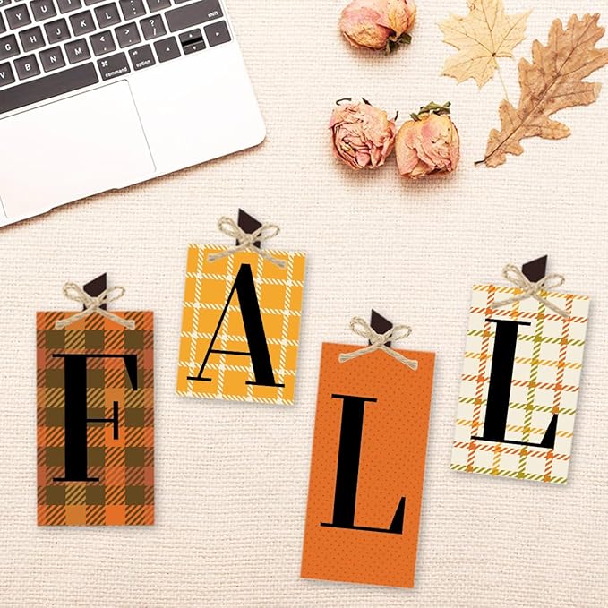 Fall Decorations for Home Thanksgiving Decorations Indoor Autumn Decor Sign Fall Gifts for Women Men Plaid Fall Centerpieces for Dining Table Farmhouse Harvest Kitchen Bathroom Bedroom Office