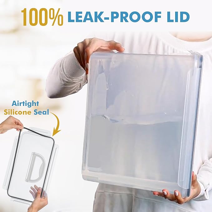 Shazo 2 PC (11L | 372 oz) Flour Sugar Storage Containers with Easy Carry Handle - Plastic Extra Large Food Storage Containers with Lids for Rice Cereal, BPA Free & Airtight Kitchen Pantry Organization