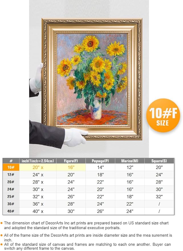 DECORARTS - Bouquet of Sunflowers Claude Monet Art Reproduction. Giclee Print& Museum Quality Framed Art for Wall Decor. Framed size: 26x22