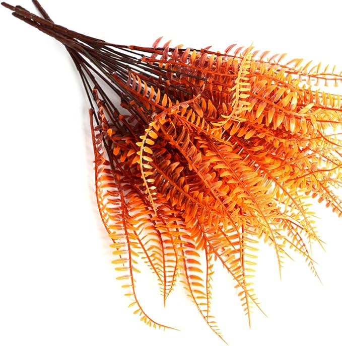 4pcs Outdoor Artificial Plants Fake Boston Fern Plant Artificial Ferns for Outdoor UV Resistant Plastic Plants (4, Red)