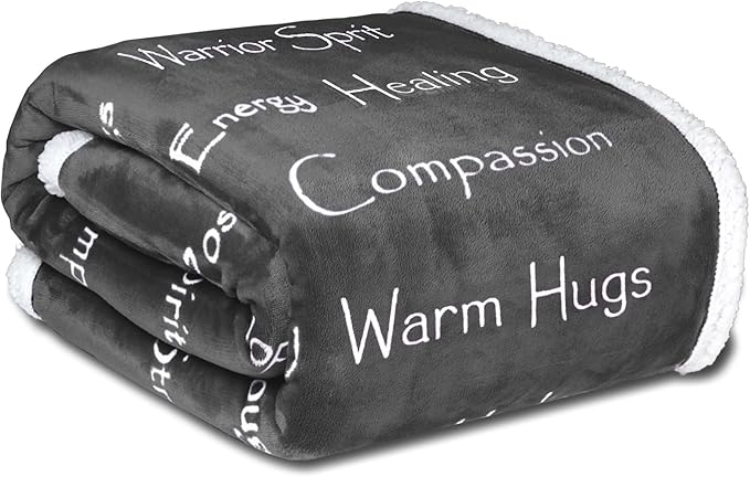WOLF CREEK BLANKET - Compassion Blanket (Brand)- Strength Courage Super Soft Warm Hugs, Get Well Gift Blanket Plush Healing Thoughts Positive Energy Love & Hope (Charcoal, 50 x 65 Sherpa)