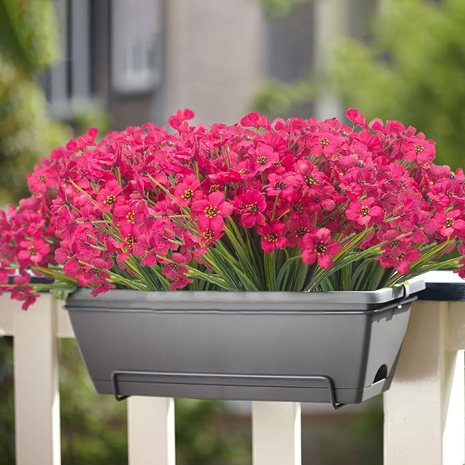 20 Bundles Artificial Flowers, Outdoor Indoor UV Resistant Fake Flowers No Fade Faux Plastic Plants Garden Porch Window Box Decoration