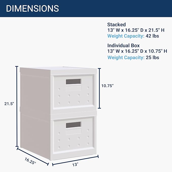 Collapsible Stackable Storage Bins with Lids, 2-Pack, Plastic Storage Boxes for Documents, Clothes, and Toys – Space-Saving & Portable Organizer for Home and Office