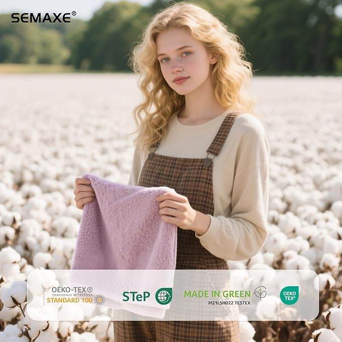 SEMAXE Purple Hand Towels for Bathroom, 100% Cotton Towels with Hanging Loops, Soft and Highly Absorbent, 4 Pack Hand Towel Set for Gym, Shower, Hotel, Spa and Kitchen