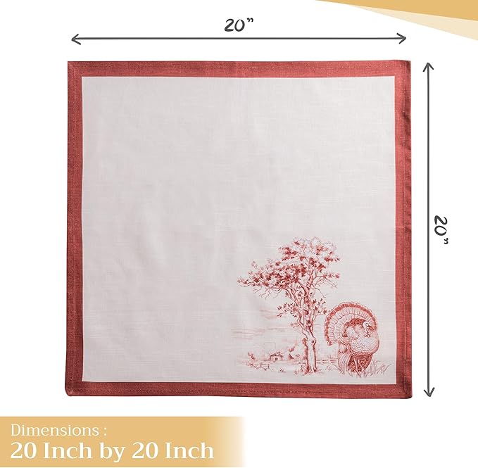 Maison d' Hermine Cloth Napkins Set of 4 100% Cotton Everyday Reusable Square Napkins Cloth Washable, Dinner, Party, Wedding, Restaurant (Holy Jouy - Brown, 20" x 20")