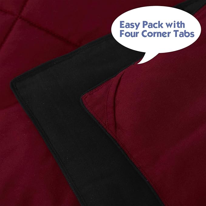 HIG 3pc Down Alternative Comforter Set - All Season Reversible Comforter with Two Shams - Quilted Duvet Insert with Corner Tabs - Box Stitched - Super Soft, Fluffy (Full, Black)