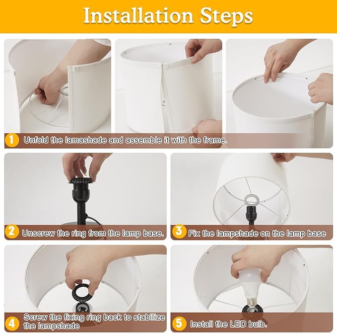 GyroVu Fillable Table Lamp,Bedside Lamp with Clear Glass Fillable Modern Table Lamp with White Lampshade Beside Lamp for Living Room Bedrooms Office Bulbs Included(White)