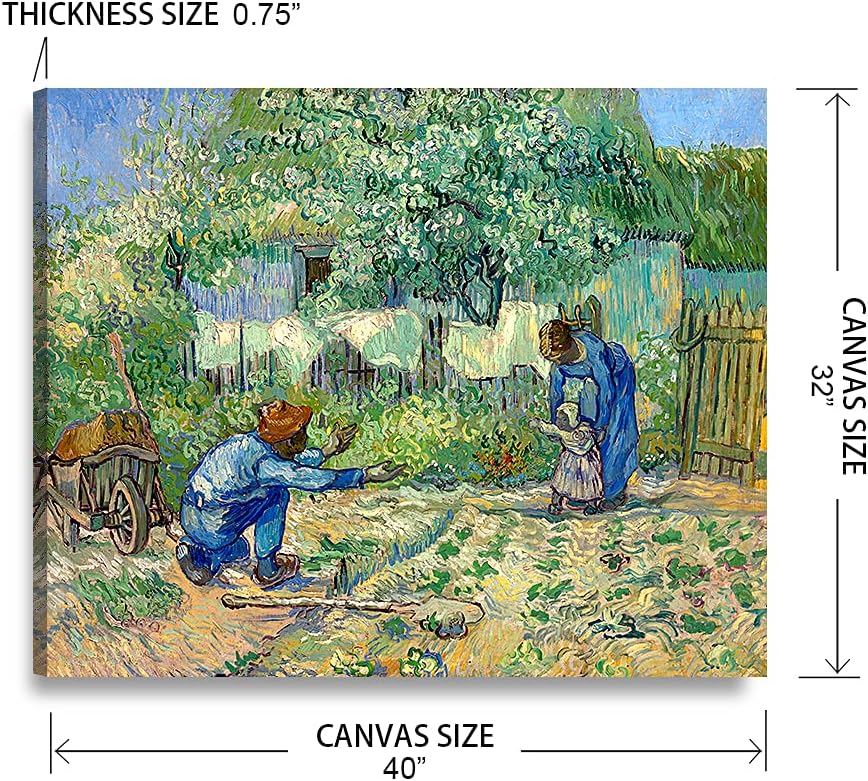 DECORARTS - First Steps, after Millet. Vincent Van Gogh Art Reproduction. Giclee Print on Canvas. Wall Art for Home. 40x32