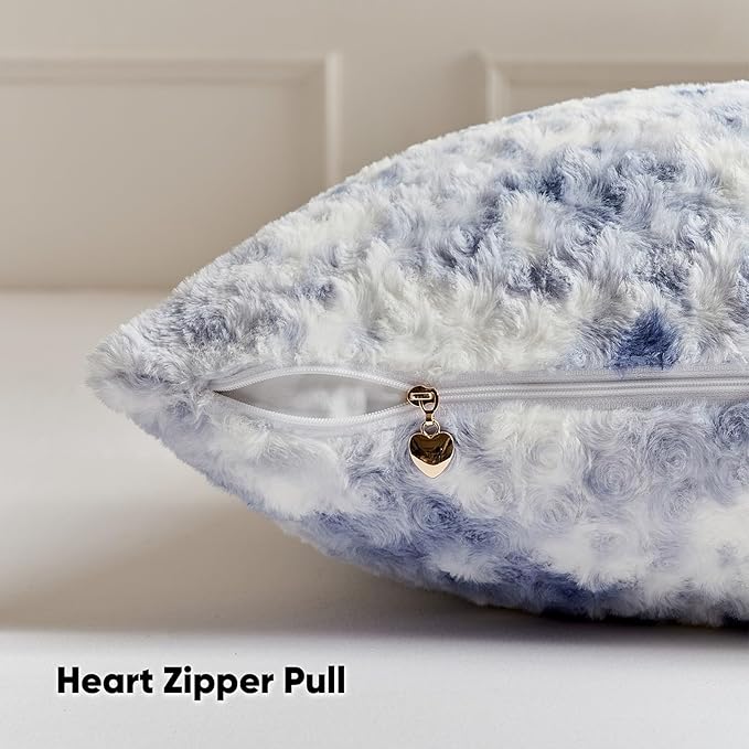 FUTEI Blue Decorative Throw Pillow Covers 20x20 Inch Set of 2,Soft Cozy Colorful Rose Swirl Texture Cushion Case,Modern Home Decor for Couch Sofa Bed Living Room