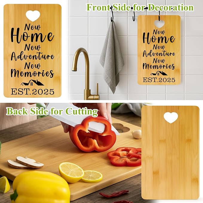 Housewarming Gift for New Home Charcuterie Boards Decorative Bamboo Cutting Board Kitchen House Decor House Owners Present for Christmas Gifts New Apartment Wooden Cheese Board