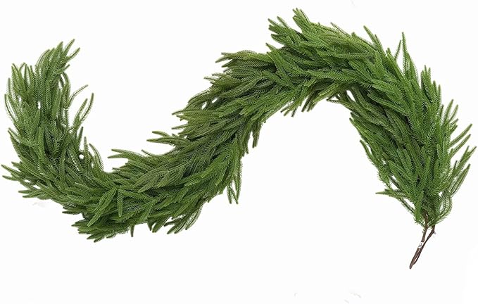 LVZHIYUAN 2 Pcs 6FT Christmas Garland,Christmas Decorations,Real Touch Norfolk Pine Garland,Green Faux Greenery Garland for Mantle Fireplace Door Table Wall Upstairs Indoor Outdoor Holiday Xmas Decor