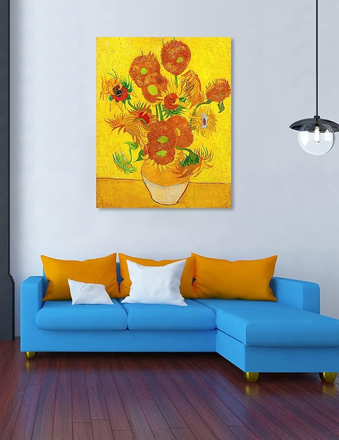 DECORARTS - Sunflowers. Vincent Van Gogh Art Reproduction. Giclee Print on Canvas. Wall Art for Home. 40x32