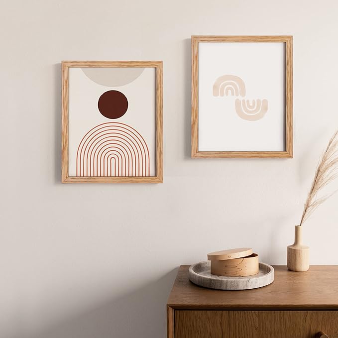 8x10 Picture Frame Wood, 8 x 10 Photo Frame for Wall & Tabletop Display, 8 by 10 Frames Made of Solid Oak Wood, Real Glass 8" x 10" Picture Frame, 8x10 Matted Frame for 5x7, Natural Oak Color, 1 Pack