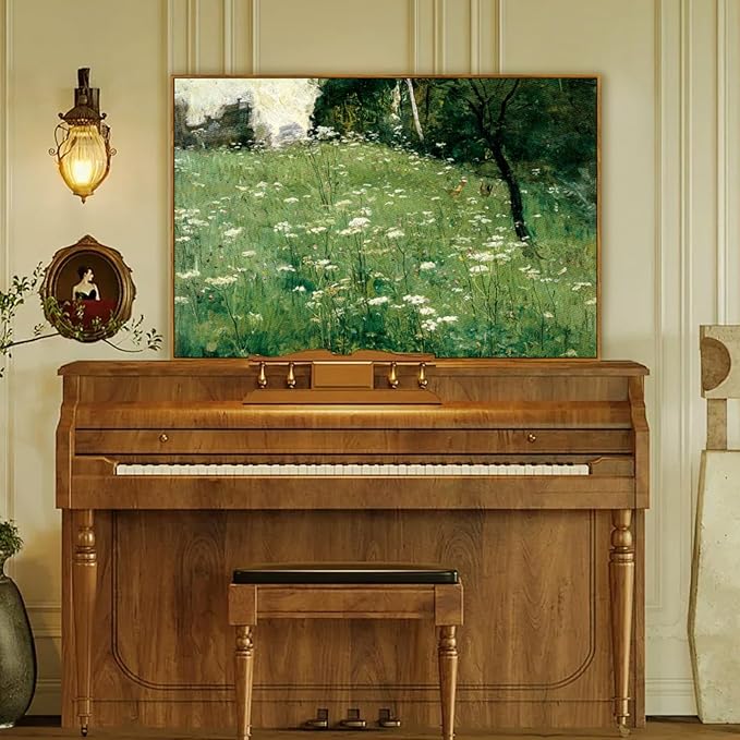 crmotu Vintage Framed Wall Art, Meadow Wildflower Landscape Canvas Painting, Nature Outdoor Scenery Art Prints, Rustic Aesthetic Wall Pictures for Living Room Bathroom Bedroom Farmhouse Decor 20x30in