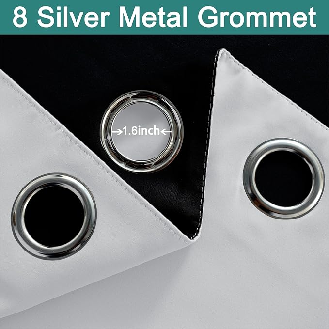 Yakamok 100% Blackout Curtains 96 Inches Long, 2 Thick Layers Heat and Full Light Blocking Soft Thermal Insulated Drapes for Bedroom(52" Wide Each Panel, Greyish White, 2 Panels)