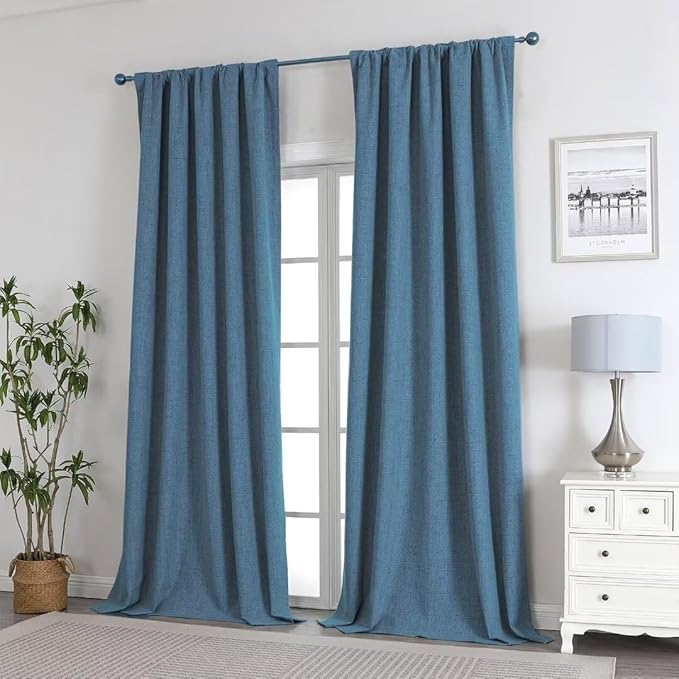 Joydeco Custom 100% Blackout Long Drapes for Bedroom Living Room Blackout Darkening Curtain Thermal Insulated Back tab Rod Pocket 1 Panel(Sky Blue,Custom Size)