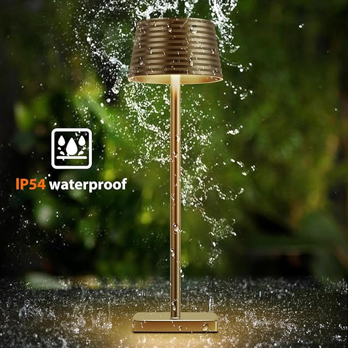 Cordless Table Lamps Rechargeable,Battery 6000mAh LED Portable Lights for Outdoor/Patio/Restaurant/Indoor Desk Lamp - IP54 Waterproof 3 Colors Stepless Dimming (Titanium)