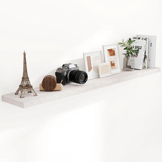 72 Inch Floating Shelves, 72 x 9.3 Rustic Wooden Fireplace Mantel, 9.3 Inch Floating Shelf for Wall, Farmhouse Wall Shelves for Home Storage & Display, Brich Color, Set of 1