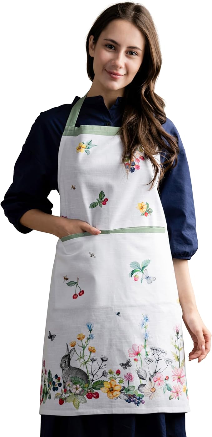 Maison d' Hermine 100% Cotton Apron for women with Pocket Kitchen Chef Apron for Men Cooking Gardening Server Waitress