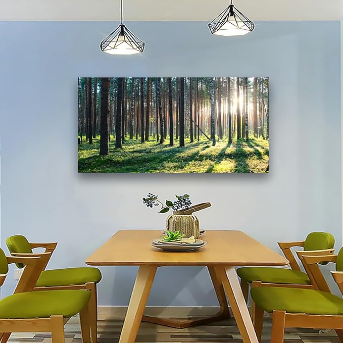 Sunshine Forest Wall Art for Living Room Bedroom Office Large Green Grassland Nature Canvas Wall Art Kitchen Pictures Modern Landscape Wall Decor Paintings Artwork Waterproof 20 * 40inch