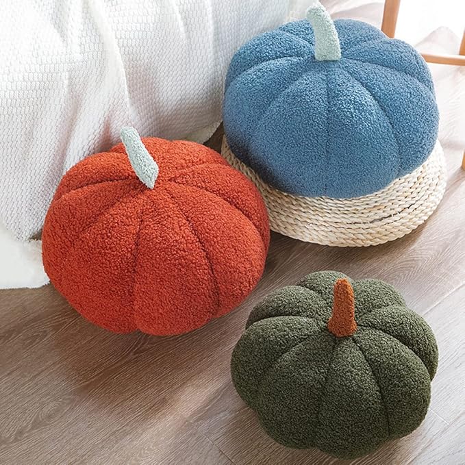 3D simulated pumpkin pillow plush pillow sofa cushion (11inch, Red)