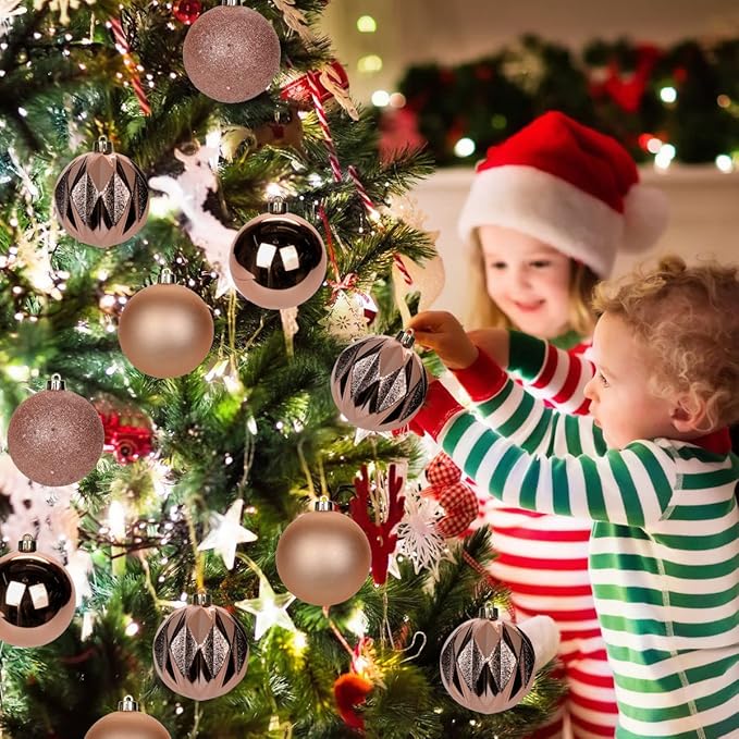 12PCS 3.15" Christmas Ball Ornaments Shatterproof Rose Gold Christmas Tree Decorations Xmas Tree Balls Halloween Ornaments Décor