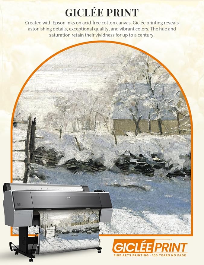 DECORARTS - Claude Monet The Magpie Giclee Print with Silver Solid Wood Frame, Impressionist Large Framed Wall Art, Ready to Hang, Framed Size28.75x24.75, Made in USA