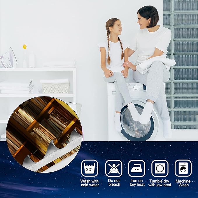 MissHope Vintage Bookshelf Blackout Curtains Sunshine Book Bookcase Tree Decor for Bedroom Study Classroom Living Room Darkening Grommet Window Drapes 2 Panel Set, 52x84 Inch