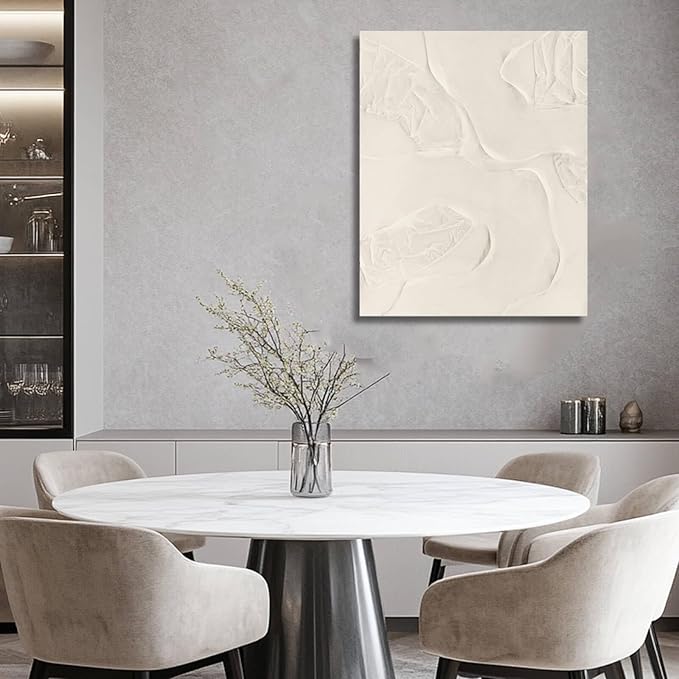 CHUDANHAO Beige Oil Paintings Textured Canvas Pictures Line Wall Decor Paintings 32"x40" Large Pictures for Living Room Bedroom Hotel