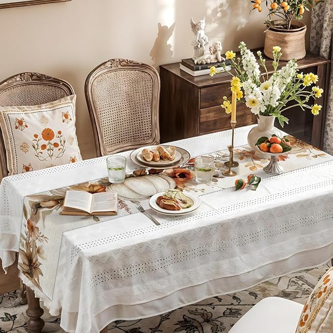 ANNA QUEEN Fall Pumpkin Leaf Table Runner 13 x 72 Inch for Dining Table, Table Runner for Seasonal Autumn Kitchen Dining Table Decoration for Home Party Decor Thanksgiving Harvest